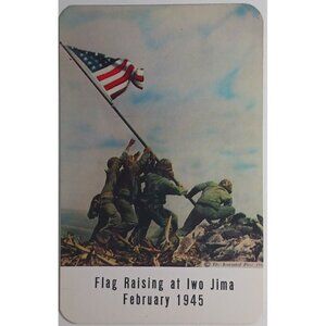 WWII Pacific Theater Stars And Stripes Flag Raising Iwo Jima Feb 1945 Postcard